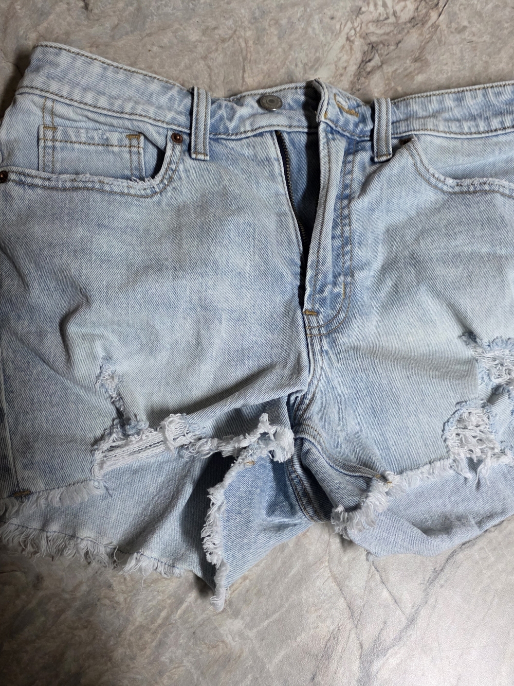 Old Navy Light Blue Ripped Denim Shorts
